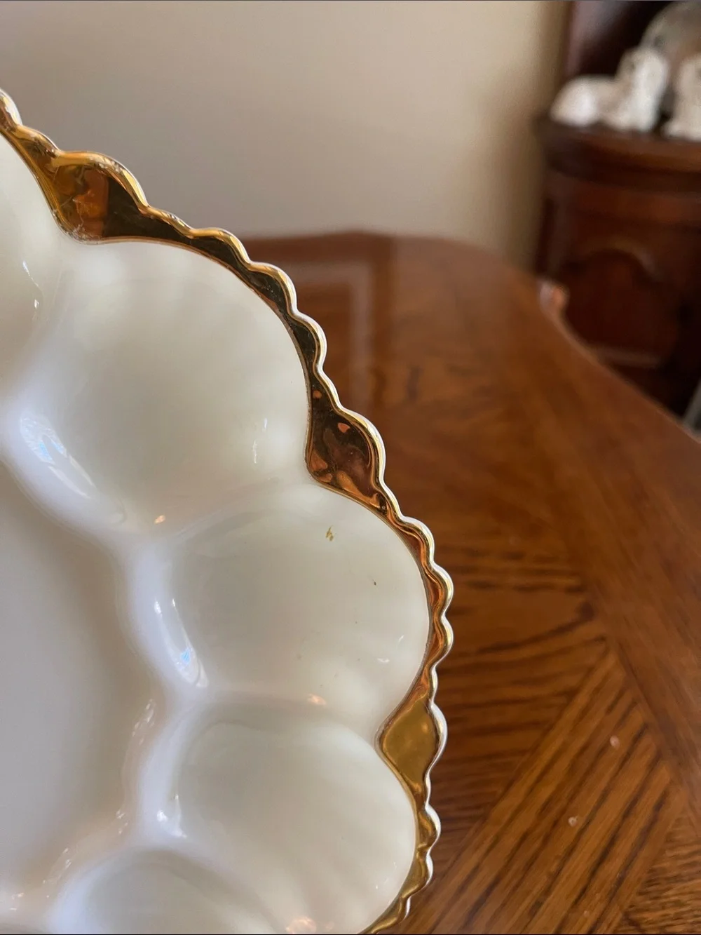 Elegant White and Gold Deviled Egg Serving Plate